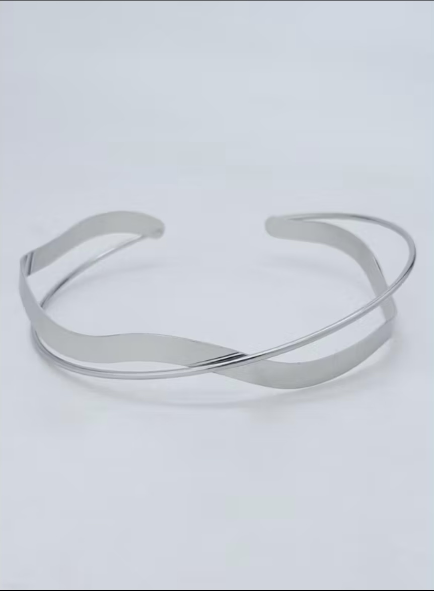 Colar Chocker onda prata